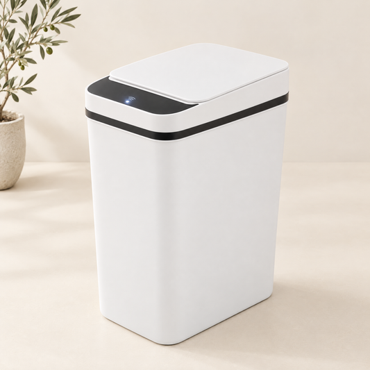 White touchless sensor trash can 12L