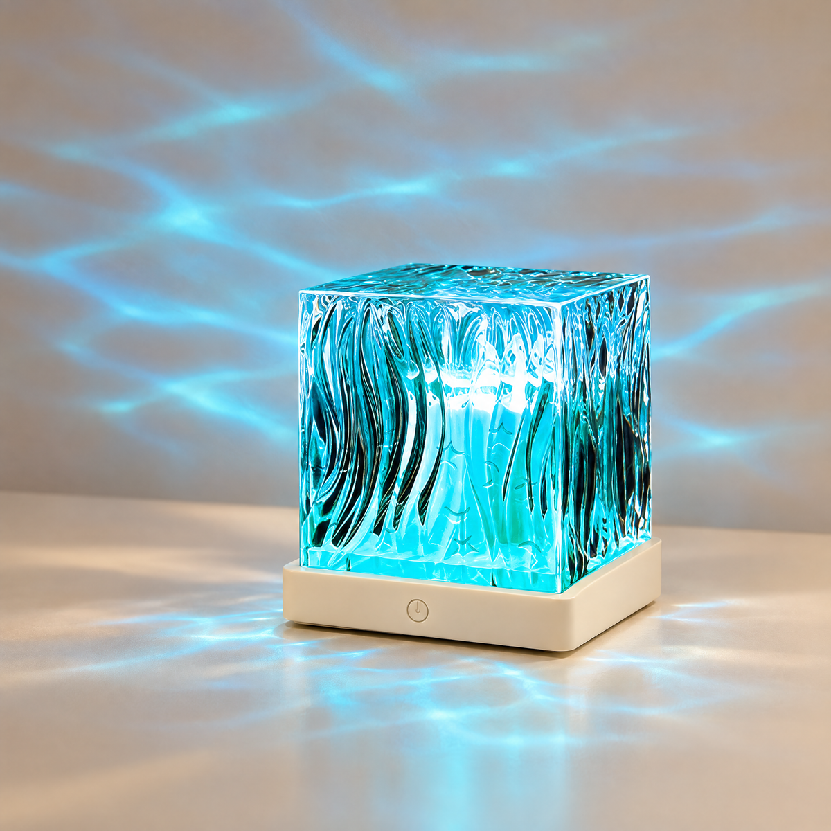 Ocean wave projector lamp glowing blue