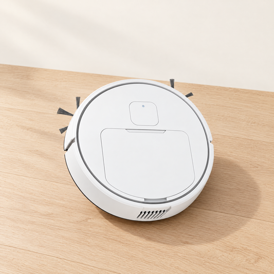 White mini robot vacuum