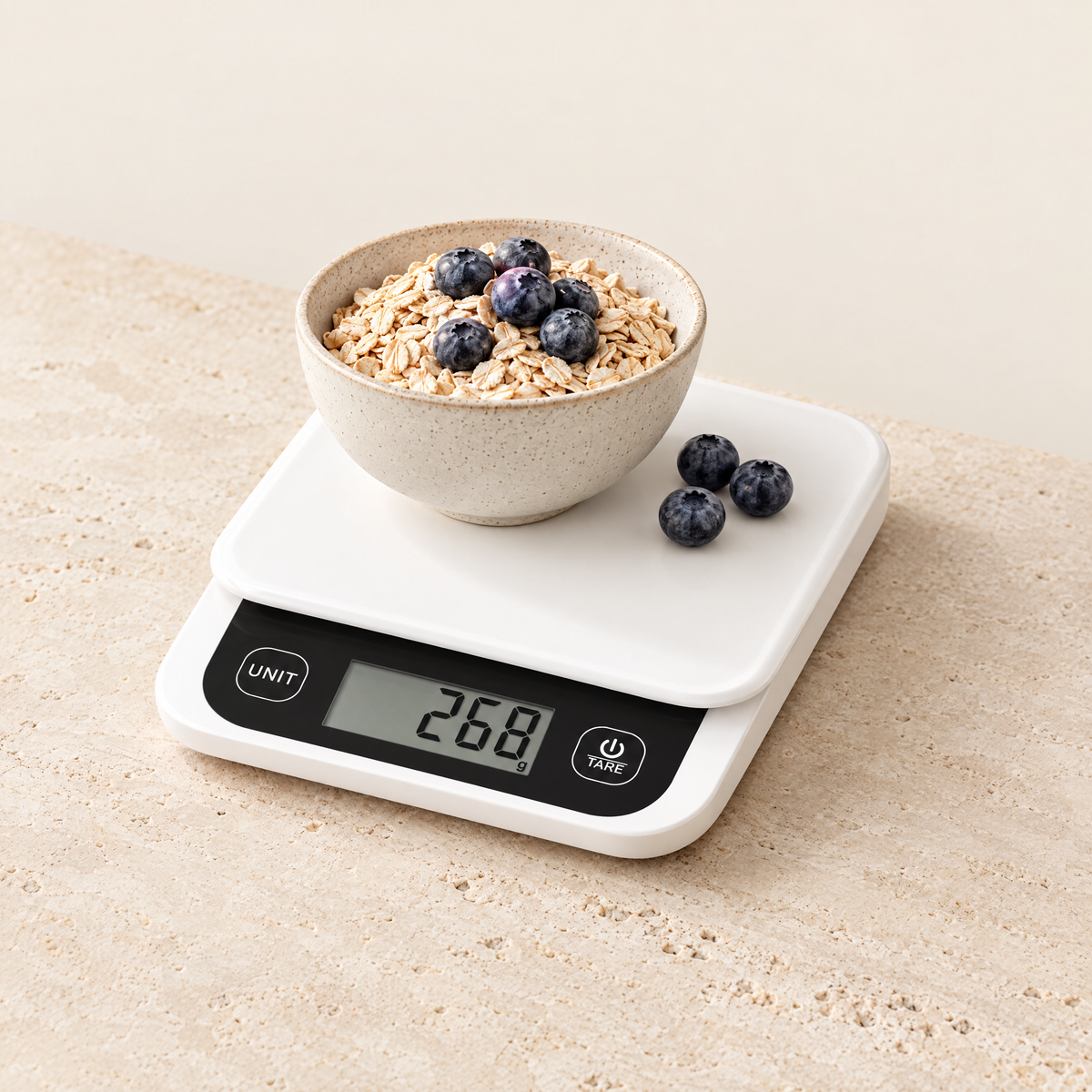 White smart nutrition kitchen scale