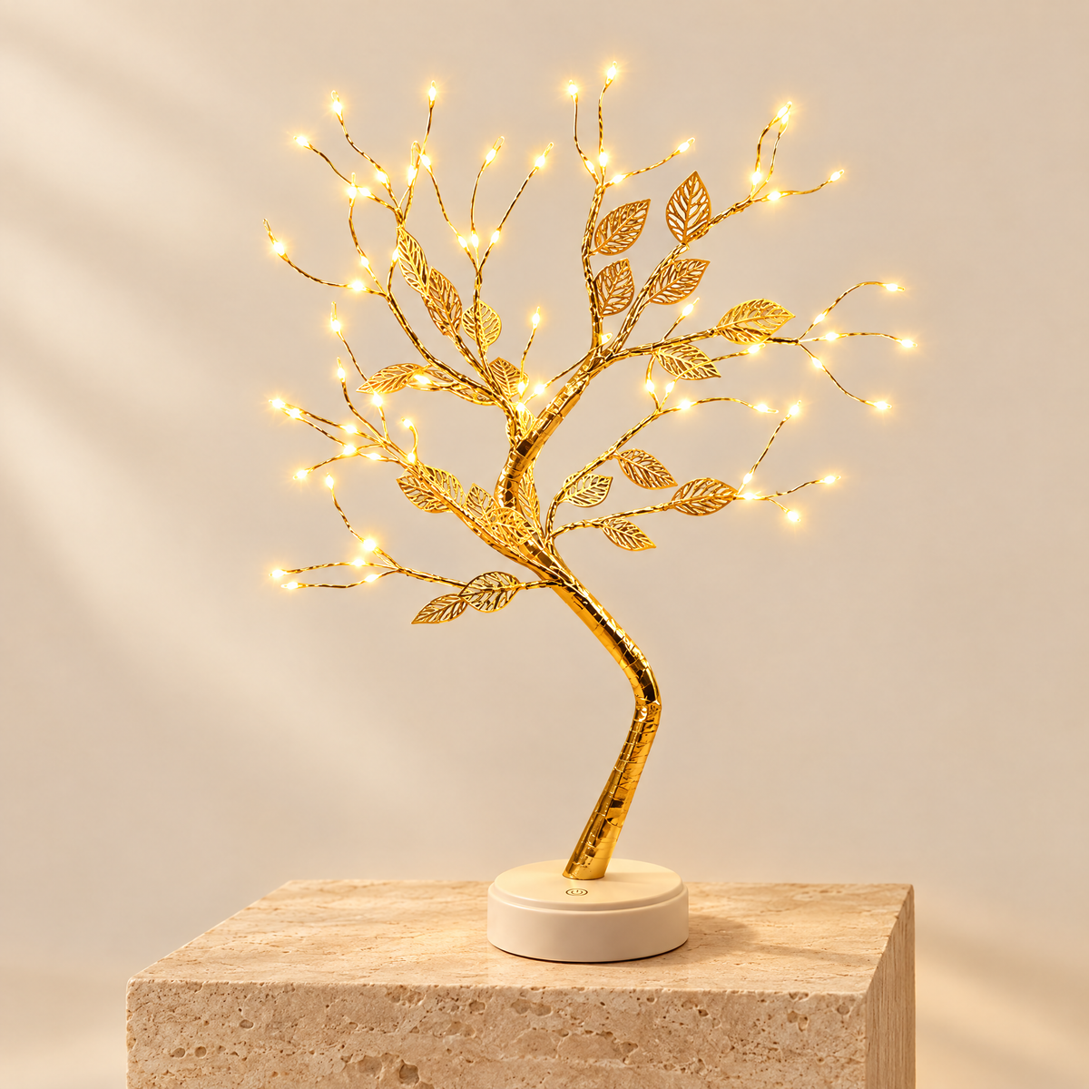 Golden leaf LED tree lamp
